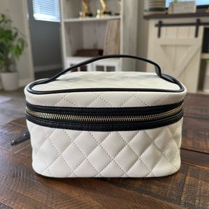 Black and White Quilted Makeup Bag